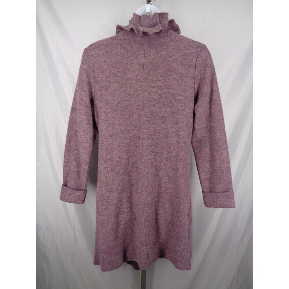 Soft Surroundings Purple Wool Rosette Ruffle Open Long Cardigan Sweater XL New - Picture 2 of 10